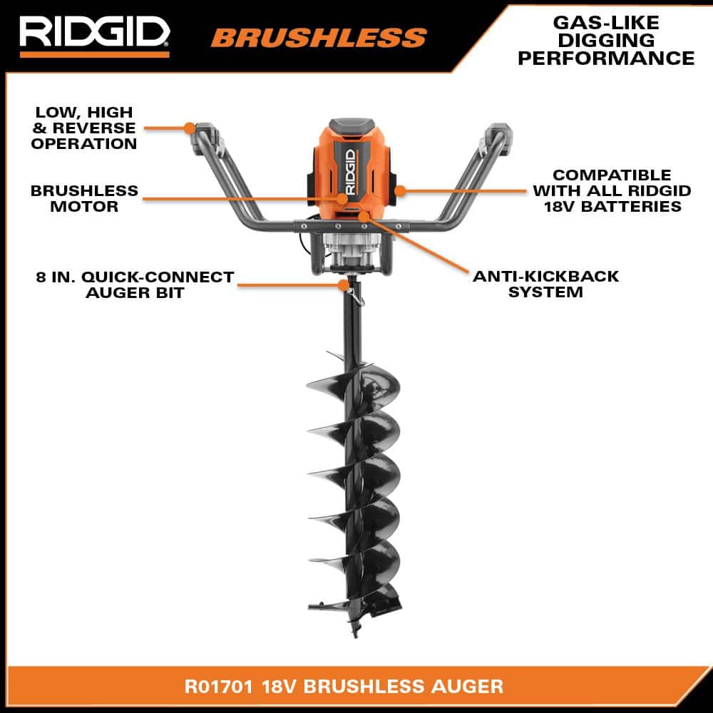 18-Volt Brushless Earth Auger with 8 in. Bit and (2) 4.0 Ah Batteries and Charger