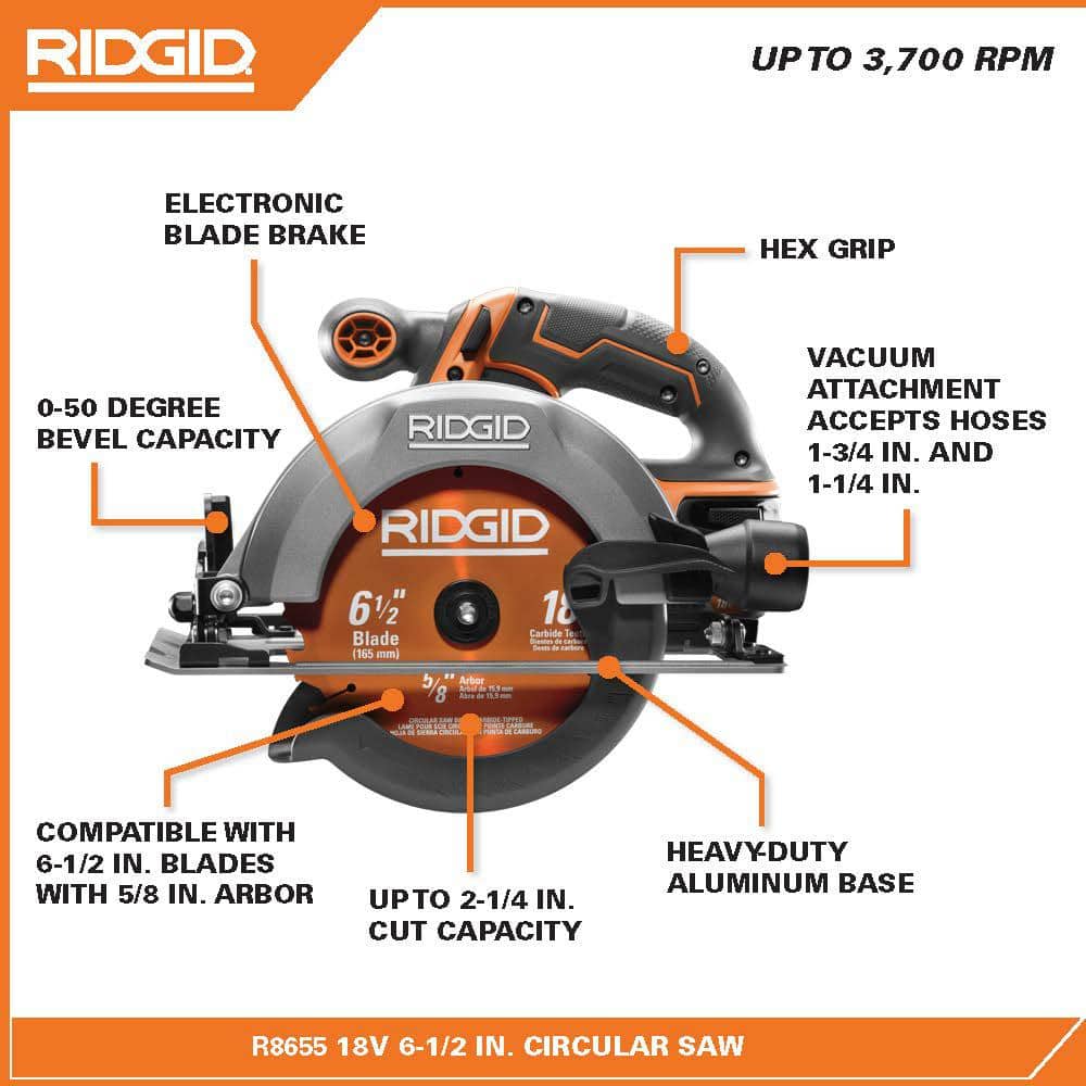 18V Cordless 6 1/2 in. Circular Saw (Tool Only)