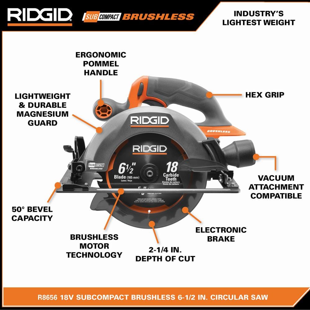 18V SubCompact Brushless Cordless 6-1/2 in. Circular Saw Kit with 4.0 Ah MAX Output Battery and Charger R8656K