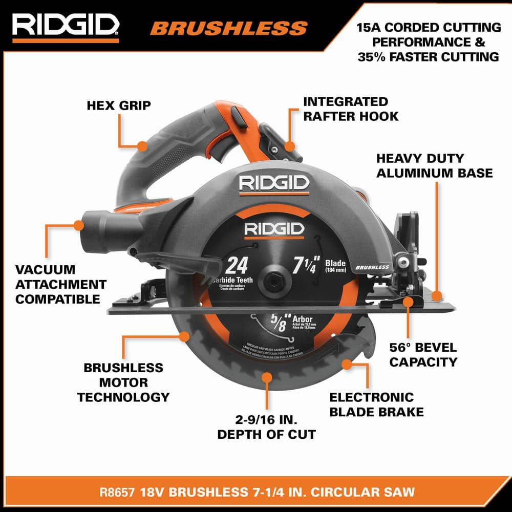 18V Brushless Cordless 7-1/4 in. Circular Saw (Tool Only)