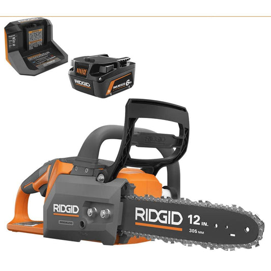 18V Brushless 12 in. Electric Battery Chainsaw with 6.0 Ah MAX Output Battery and Charger