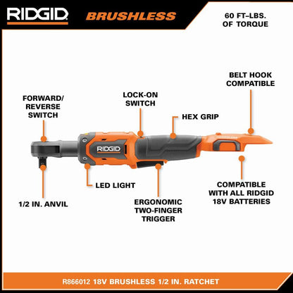 18V Brushless Cordless 1/2 in. Ratchet Kit with 2.0 Ah Battery and Charger