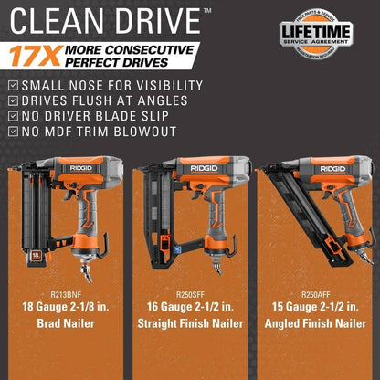 Pneumatic 16-Gauge 2-1/2 in. Straight Finish Nailer with CLEAN DRIVE Technology