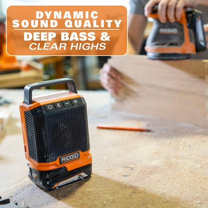 18V Cordless Speaker with Bluetooth Technology, 2.0 Ah Battery, and Charger