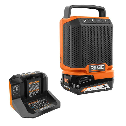18V Cordless Speaker with Bluetooth Technology, 2.0 Ah Battery, and Charger