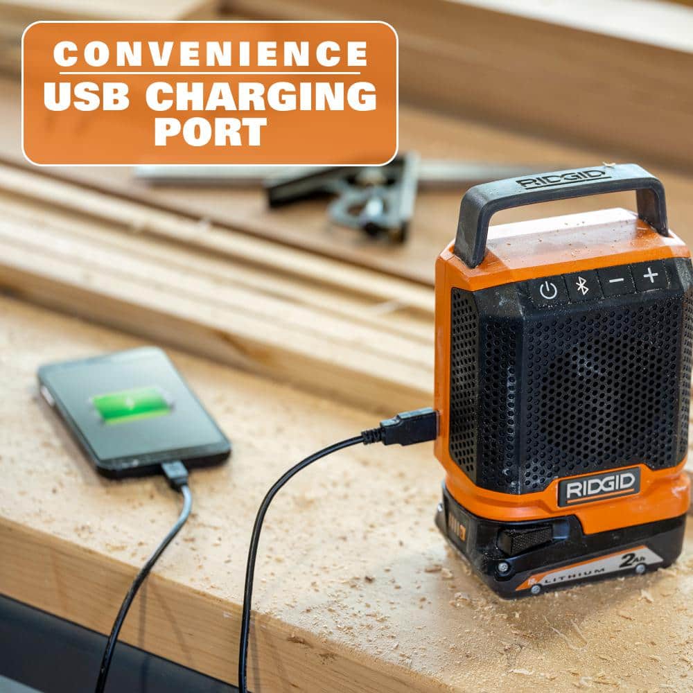 18V Cordless Speaker with Bluetooth Technology, 2.0 Ah Battery, and Charger