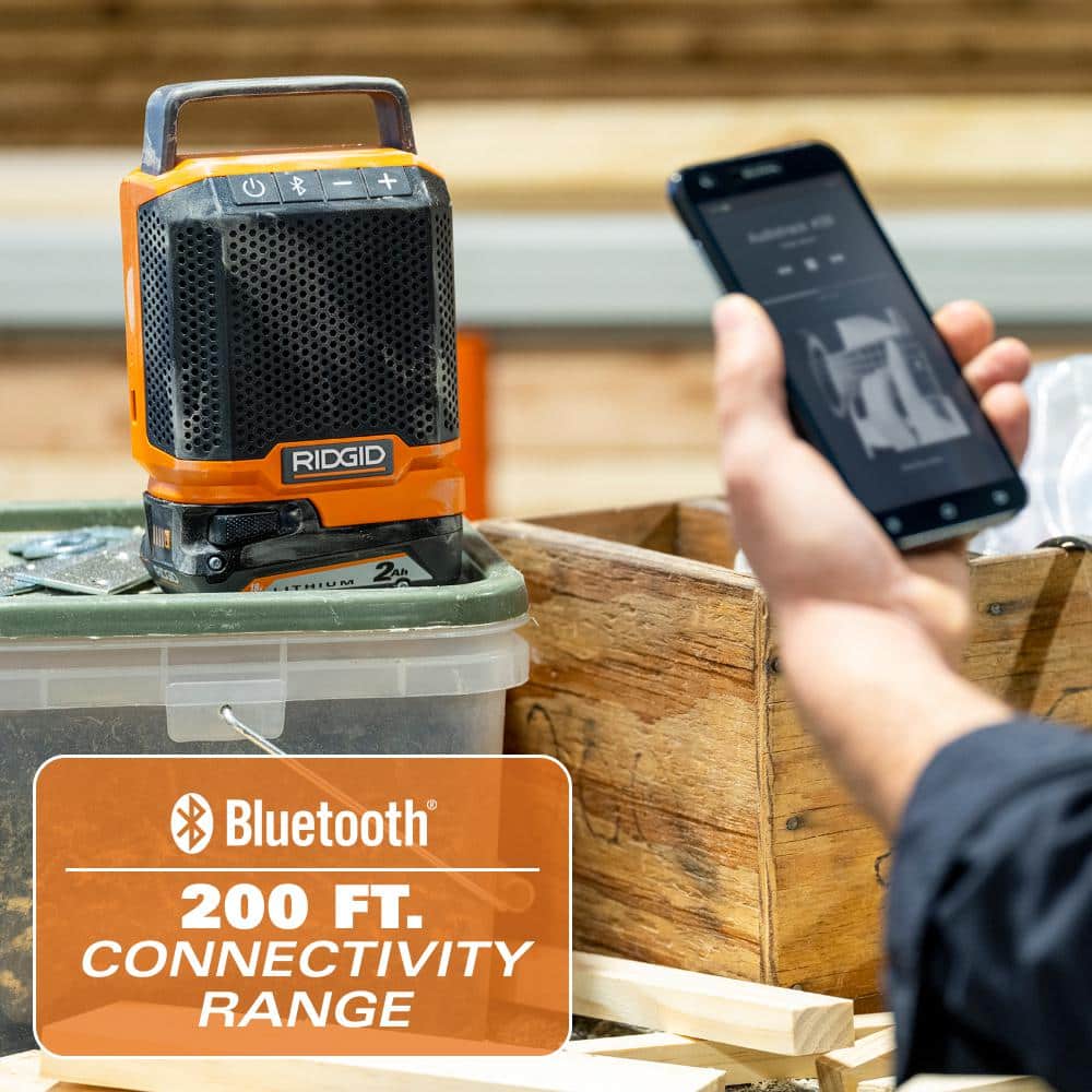 18V Cordless Speaker with Bluetooth Technology, 2.0 Ah Battery, and Charger