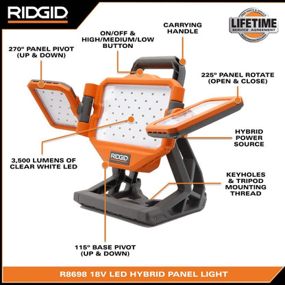 18V Cordless Hybrid LED Panel Light (Tool Only)