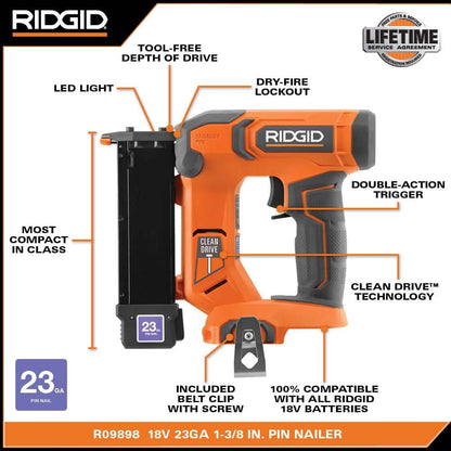 18V Cordless 23-Gauge 1-3/8 in. Headless Pin Nailer (Tool Only)