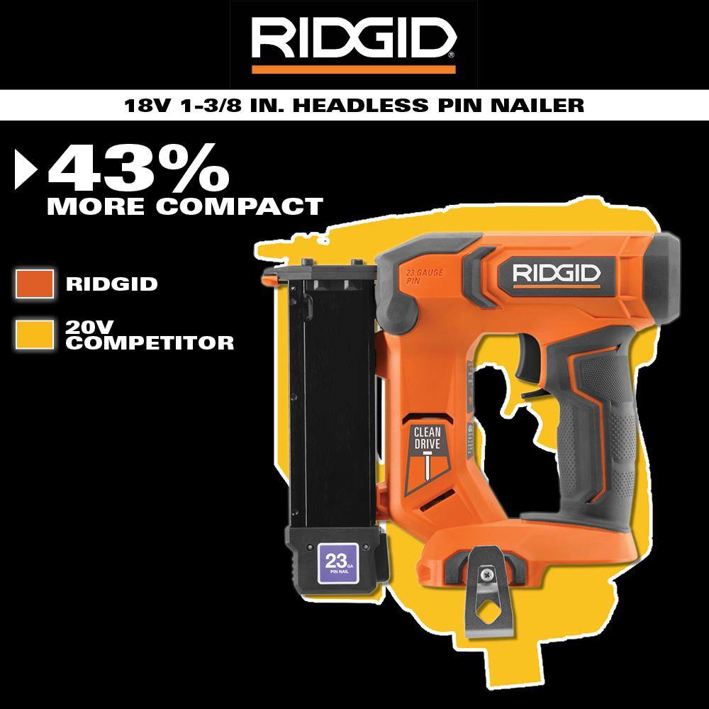 18V Cordless 23 Gauge 1-3/8 in. Headless Pin Nailer Kit with 2.0 Ah Battery and Charger