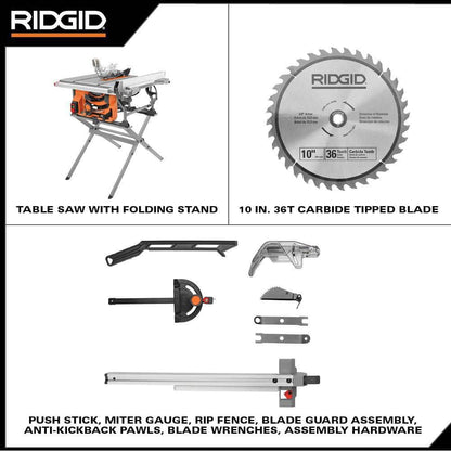 15 Amp 10 in. Portable Corded Jobsite Table Saw with Folding Stand