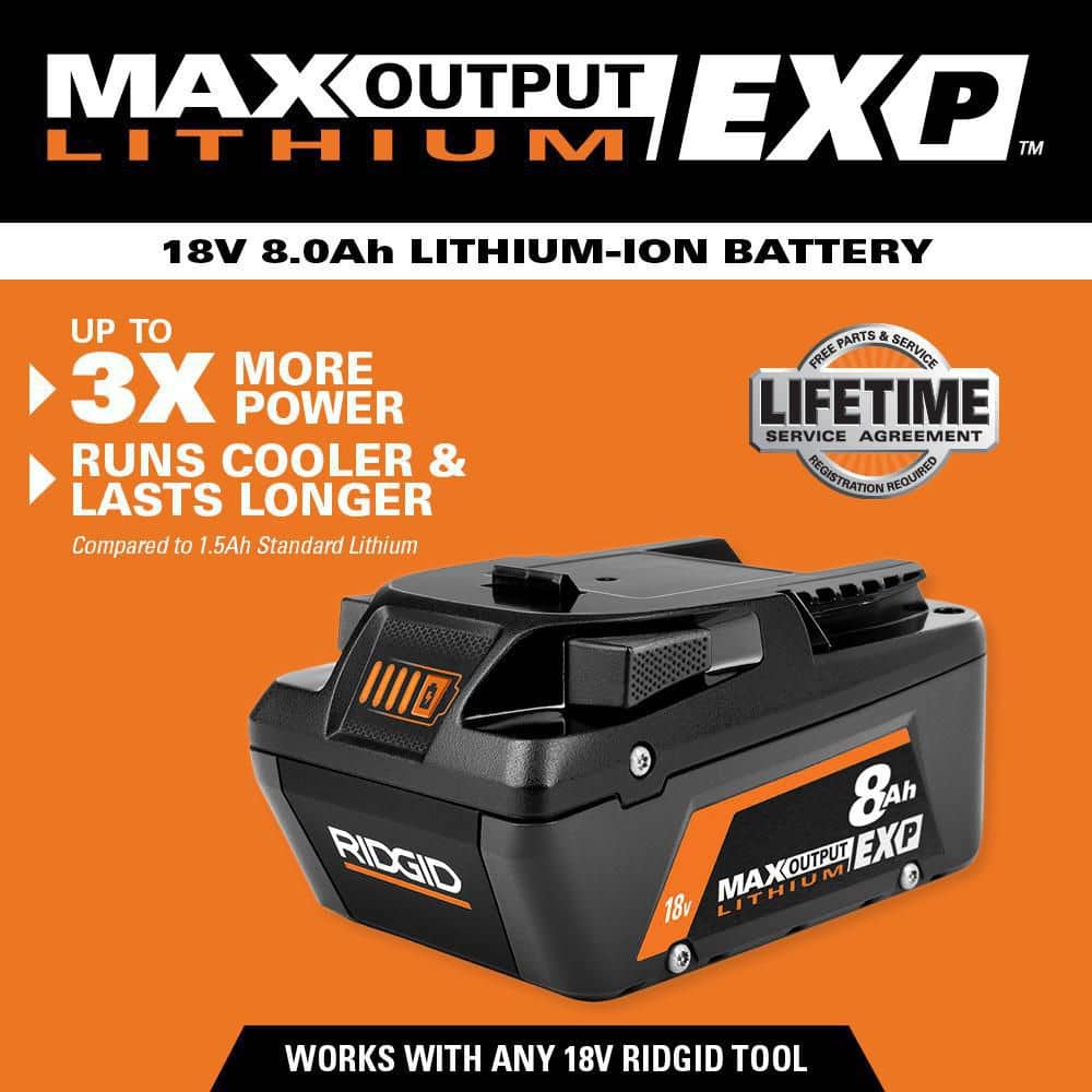 18V 8.0 Ah Max Output EXP Lithium-Ion Battery (2-Pack)