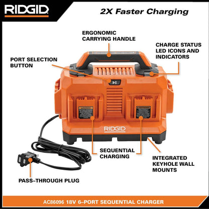 18V 6-Port Sequential Charger