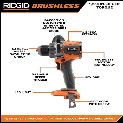 18V Brushless 2-Tool Combo Kit with 6.0 Ah and 4.0 Ah MAX Output Batteries, Charger, and Hard Case