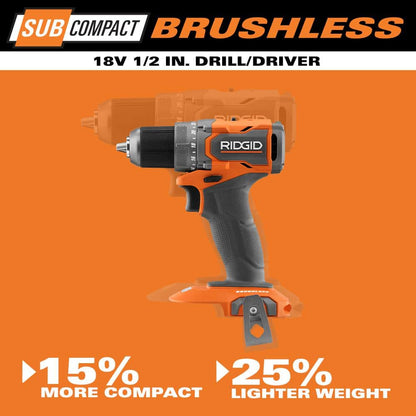 18V SubCompact Brushless 2-Tool Combo Kit with Drill/Driver, Impact Driver, (2) 2.0 Ah Batteries, Charger, and Tool Bag