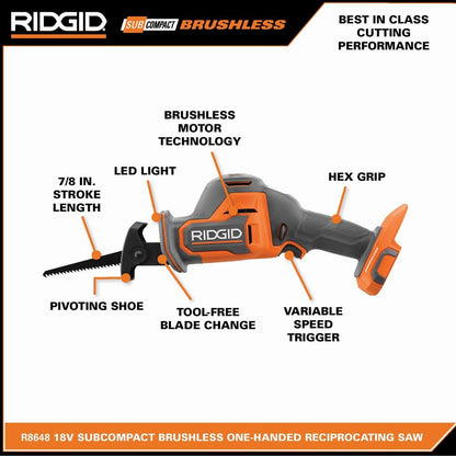 18V SubCompact Brushless Cordless One-Handed Reciprocating Saw (Tool Only)