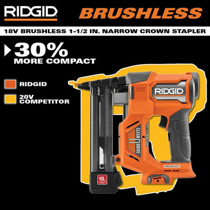 18V Brushless Cordless 18-Gauge 1-1/2 in. Narrow Crown Stapler (Tool only)