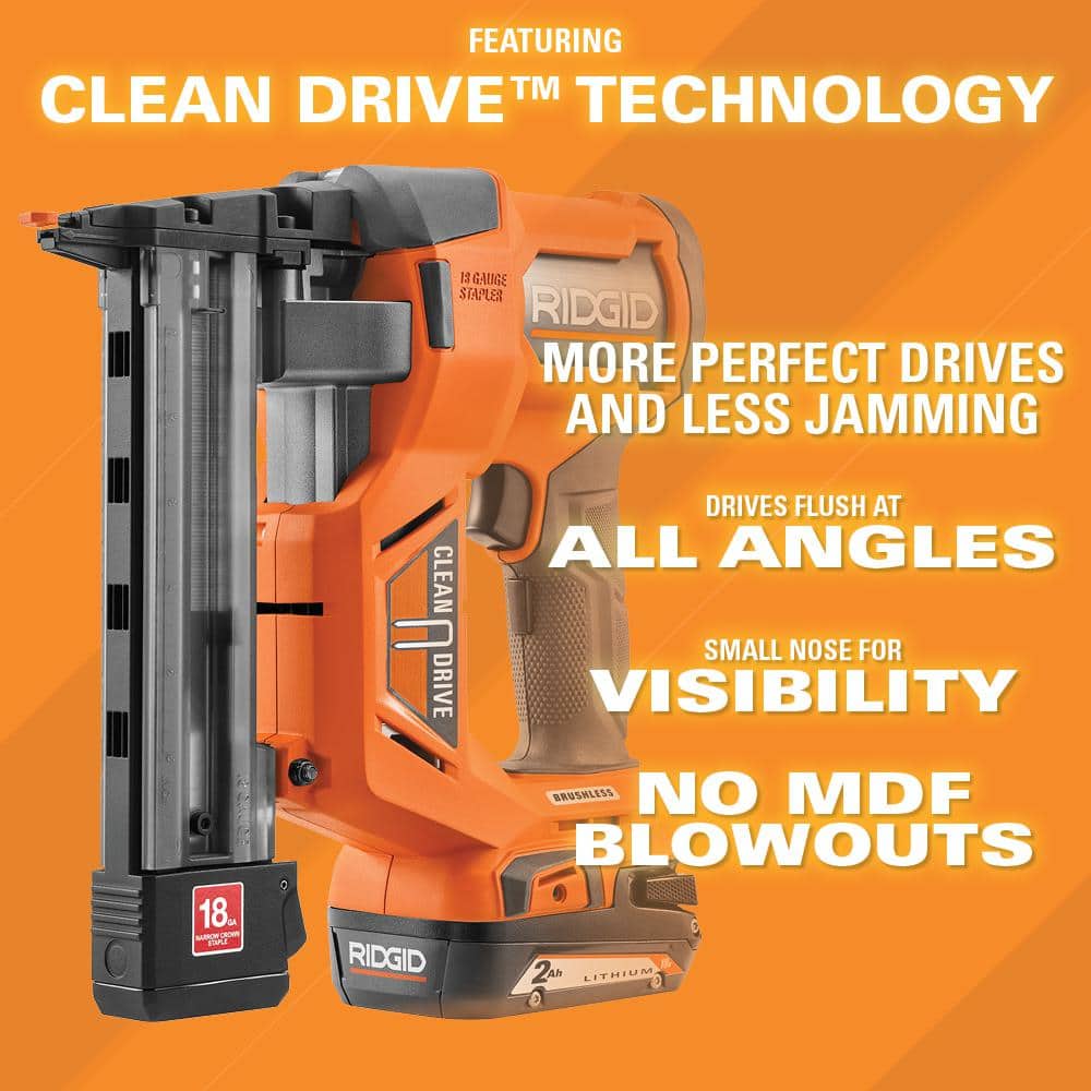 18V Brushless Cordless 18-Gauge 1-1/2 in. Narrow Crown Stapler (Tool only)