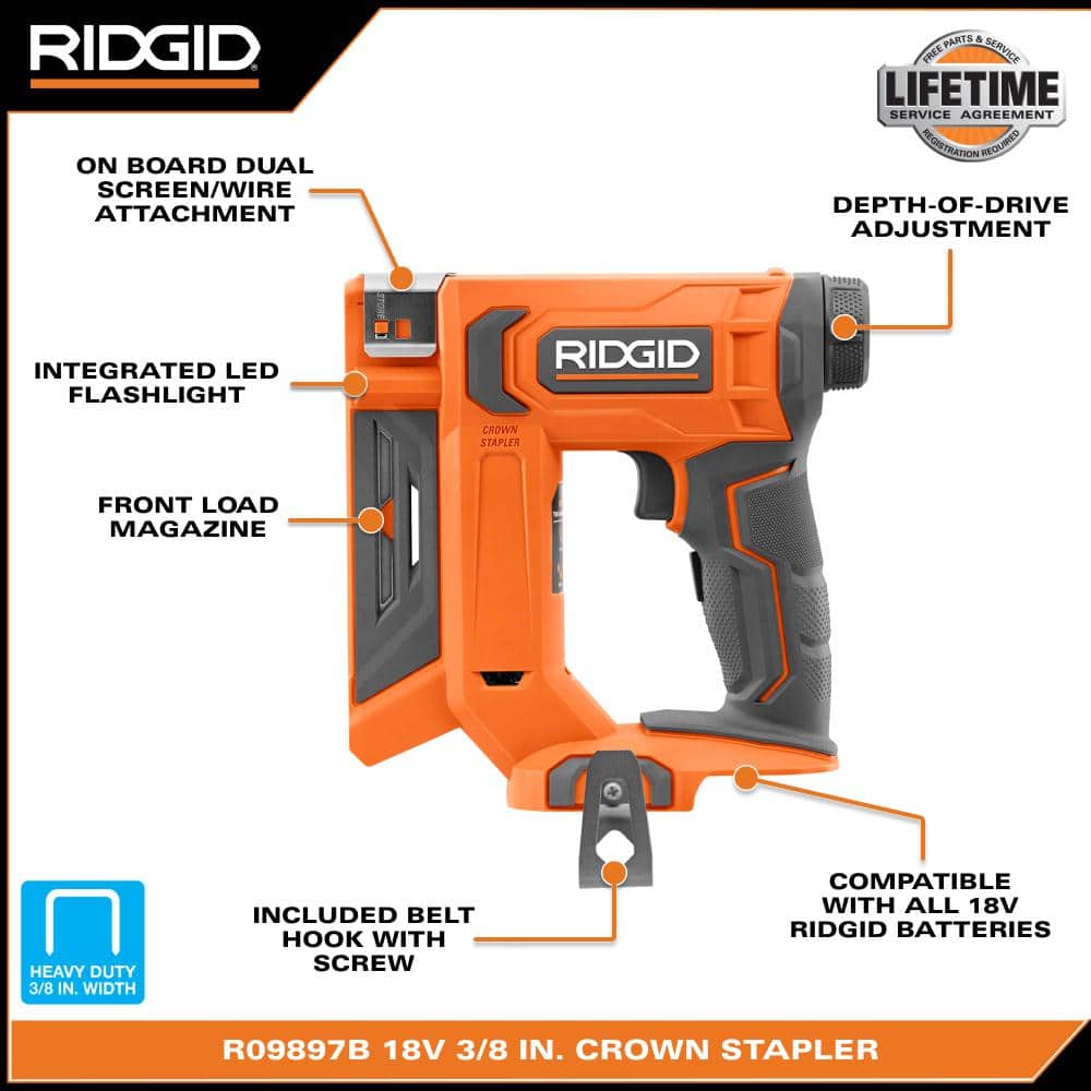 18V Cordless 3/8 in. Crown Stapler Kit with 2.0 Ah Battery and Charger